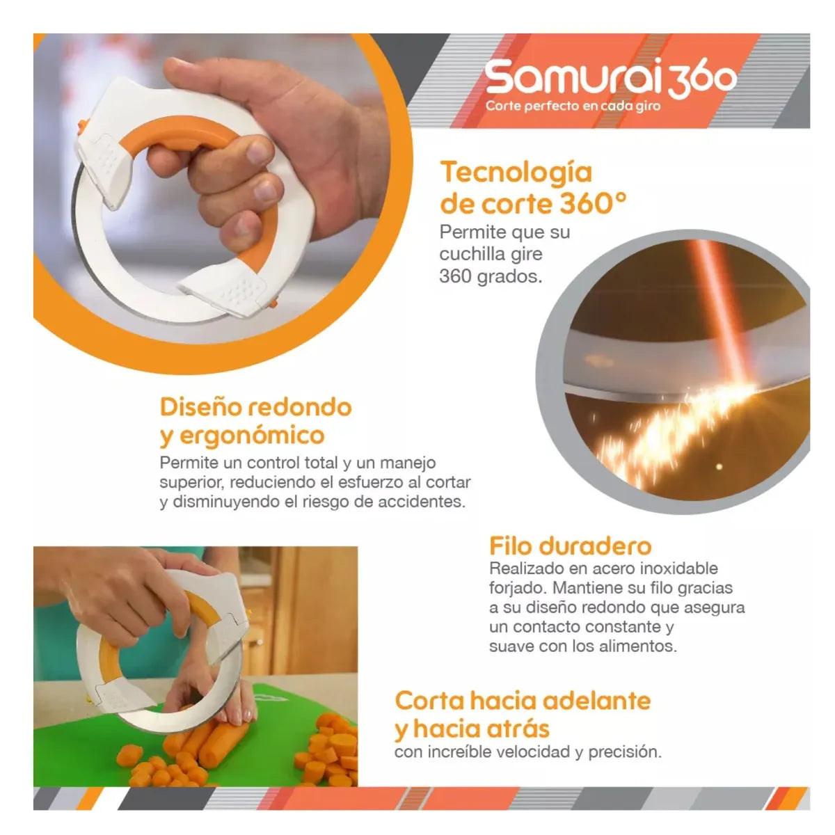 Samurai 360 Cuchillo Circular Giratorio